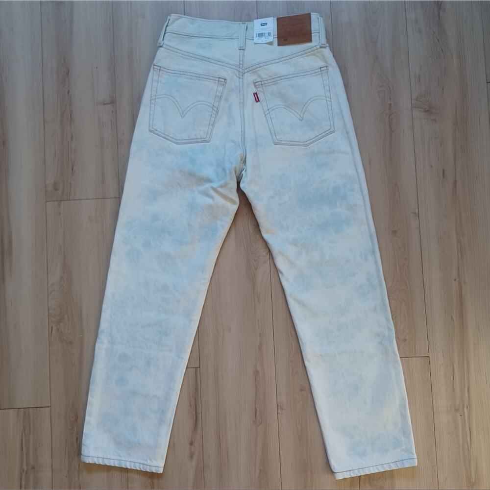 NWT Levi's 501 Original Cropped Jeans Acid Blue Splash Light Wash 25x26 RARE - Picture 6 of 13